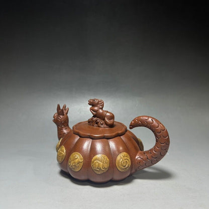 Chinese Yixing Zisha Clay Handmade Exquisite Teapot（生肖龙舟壶 底款：蒋蓉）