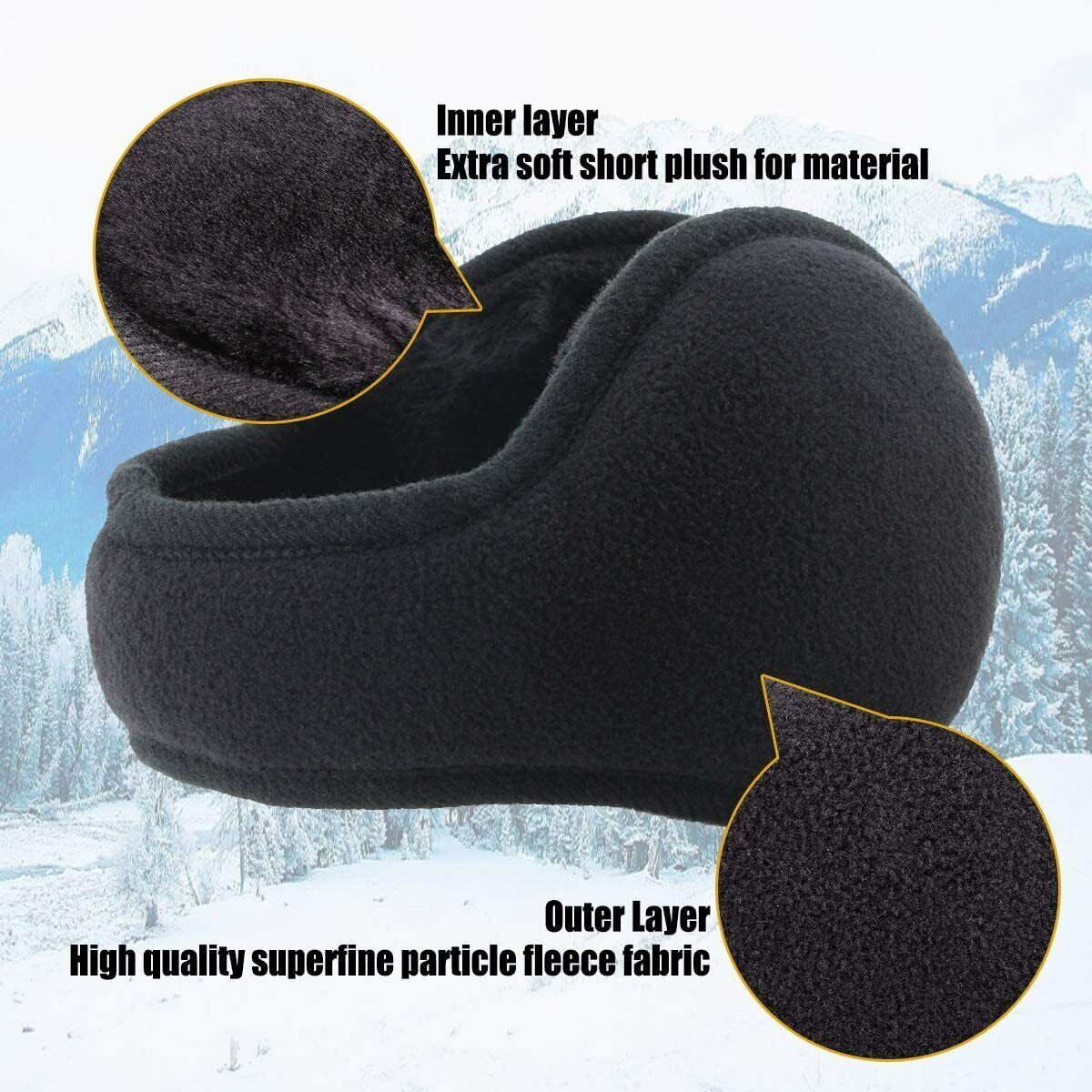 2xEar Muffs Winter Ear Warmers Fleece Earwarmer Mens Womens Behind the Head Band