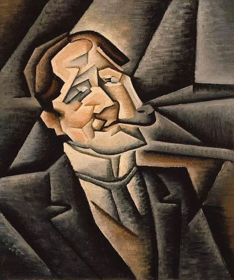 Dream-art Oil painting Juan Gris abstract impression portrait man smoking canvas