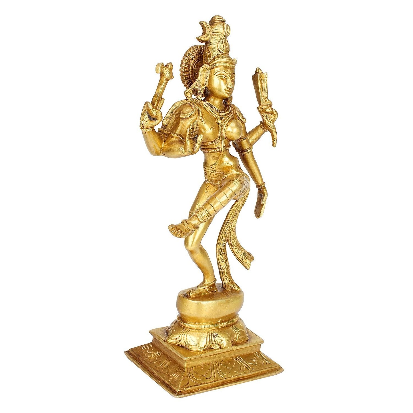 Hindu God Lord Brass Ardhanarishvara Idol Dancing Posture Statute Figurine