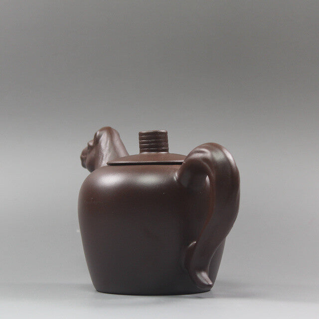 5.5“China Yixing Zisha Pottery Purple Clay Handmade Zodiac Animal Horse Teapot