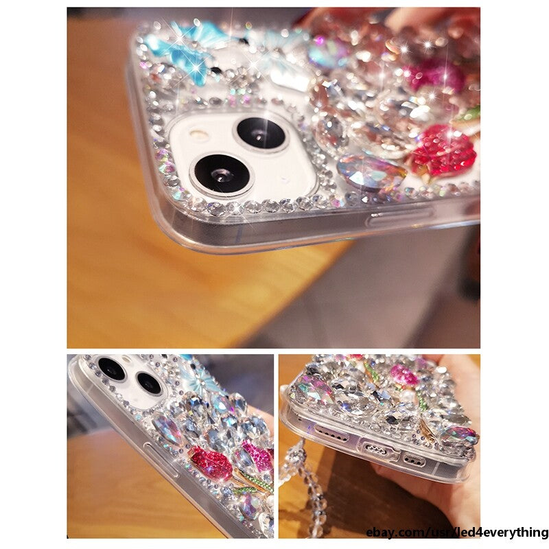 For iPhone 16/17 Pro Max 11/12/13/14/15 Luxurious Inlaid Rhinestones Phone case