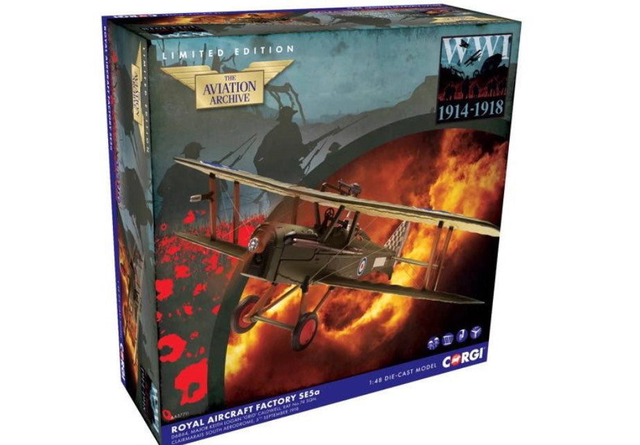 1:48 Corgi Royal Aircraft Factory SE5a RAF No74Sqn Biplane Fighter Diecast Model