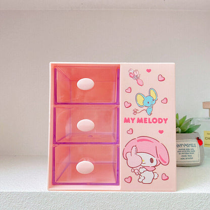 Cute Kuromi Girl Desktop Multi grid Cosmetics Storage Box Creative Pen Holder