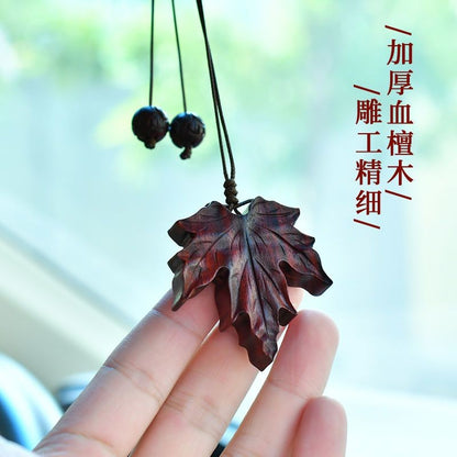 Sandalwood Maple Leaf Car Pendant Premium Rearview Mirror Charm Decor