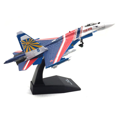 1/100 Red-Blue Metal SU-27 Super Flanker Heavy Aircraft Model Military Ornament