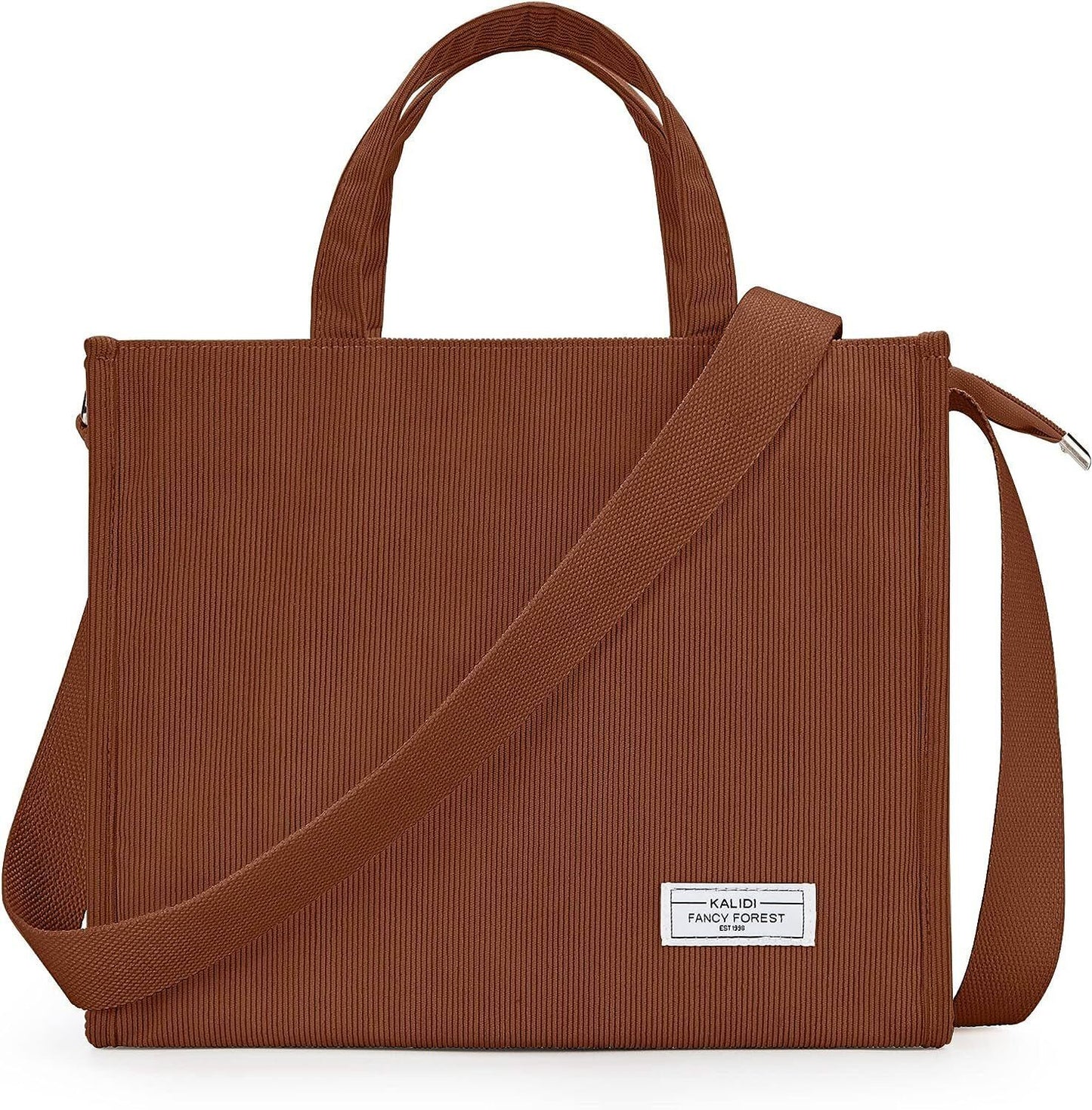 KALIDI Tote Bag for Women Corduroy Crossbody Bag Casual Zipper Tote Fashion Shou