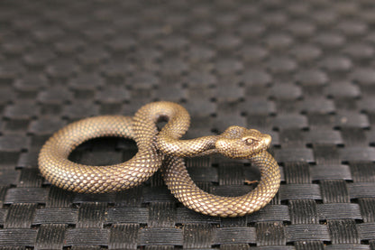 Chinese old bronze handmade Snake Statue figure Tea Pet scene home decoration