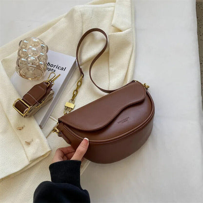 Women's PU Small Shoulder Bag Fashion Simple Underarm Handbag Travel Crossbody