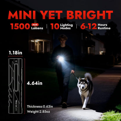 T9 PRO EDC Flashlight – 1500 Lumens Rechargeable LED Flashlight with Magnetic Ba