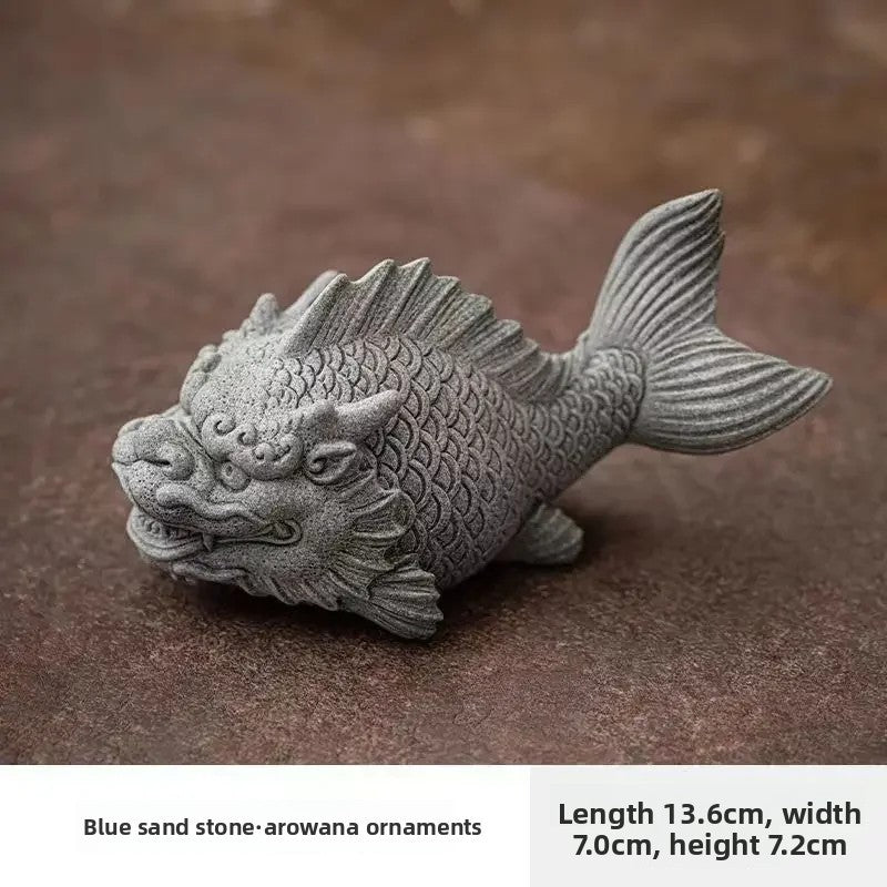 13.6cm Exquisitely Dragon Fish Tea Pet Ornament handmade Accessory Decorative