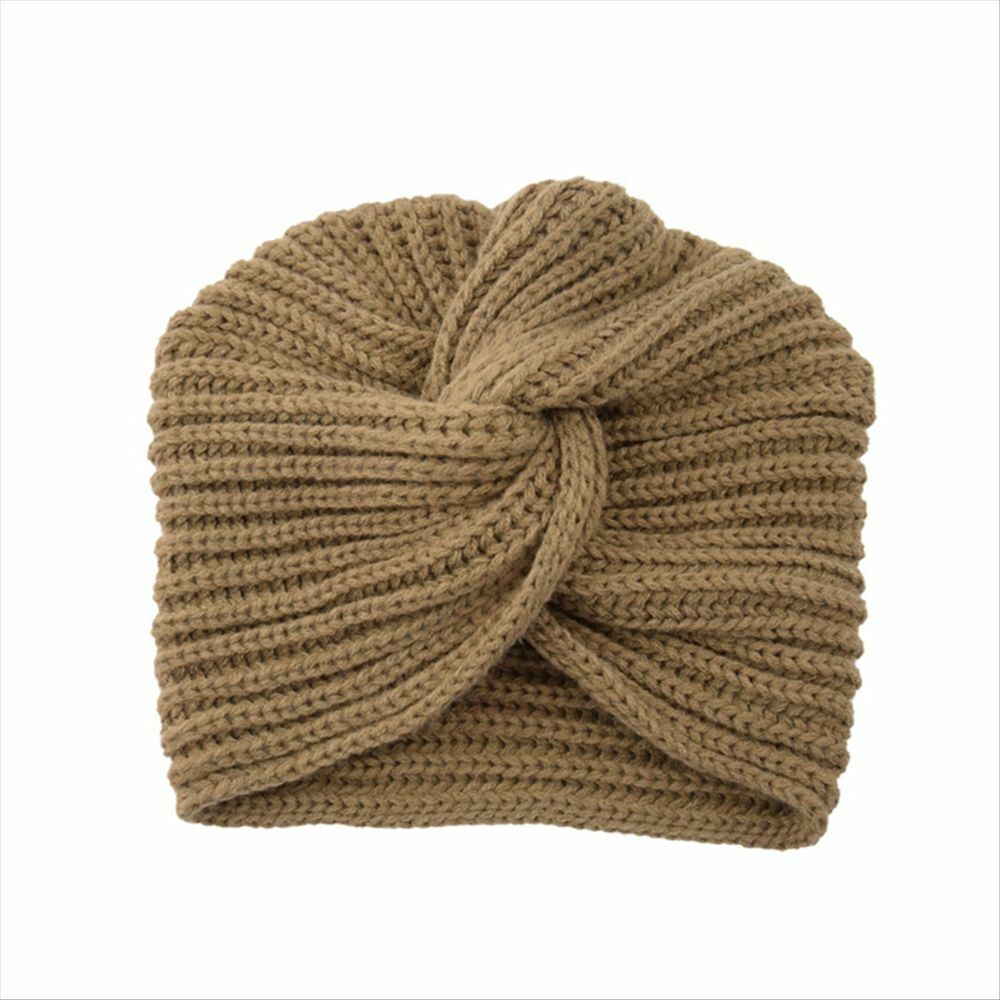 Turban Hats Women Knitted Cashmere Cross Wrap Head Hat Wool Knitting Bonnet Cap