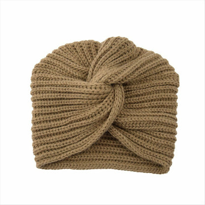 Turban Hats Women Knitted Cashmere Cross Wrap Head Hat Wool Knitting Bonnet Cap