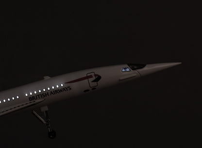 1:125 50CM BRITISH AIRWAYS Concorde Plane Led Sound-Controll Light Resin Model