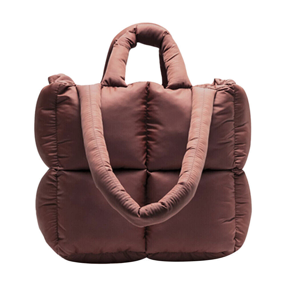 Puffer Tote Bag for Women Quilted Puffy Handbag Winter Down Shoulder Bnn