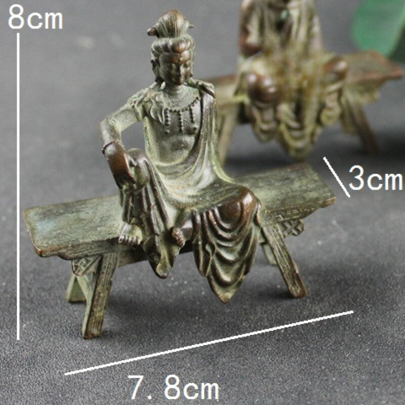1 piece antique copper stool Guanyin Bodhisattva statue decorated Buddha statue -
