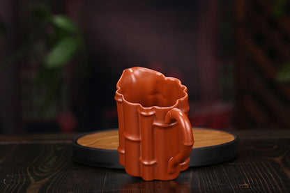 China Yixing Zisha Pottery Clovershrub Clay Handmade 300cc Bamboo Joint Teapot