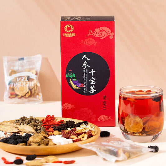 150g/10bags Ginseng Maca Wolfberry Burdock Root Mulberry 10 Kinds of Herbs Tea