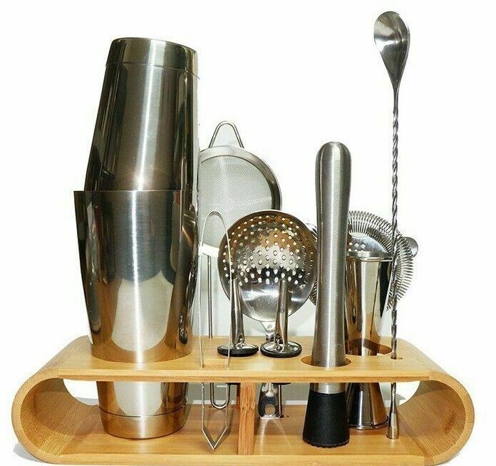 11Piece Cocktail Shakers Bar Sets Stainless Steel Bartender Tool Wine Mixer Kits