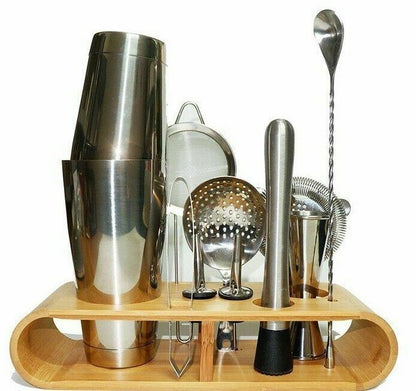 11Piece Cocktail Shakers Bar Sets Stainless Steel Bartender Tool Wine Mixer Kits