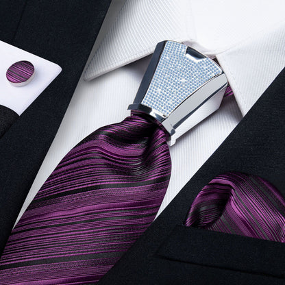 Men Necktie 3Pcs Luxury Striped Ties Cufflinks Pocket Square Wedding Accessories