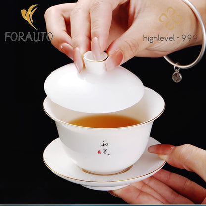 Jade Ceramics Gaiwan Tea Set 165ml 6oz Porcelain Heat-resistant Kungfu Tea Set