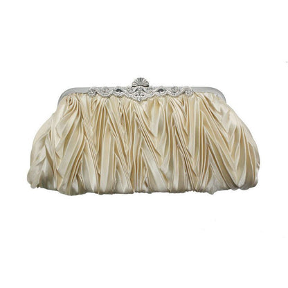 Satin Crystal Bridal Handbag Clutch Wedding Purse Evening Bag Shoulder Purse 1PC