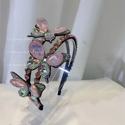 Women Headband Vintage Baroque Flower Big Diamond Luxury Fashion Party Hairbands