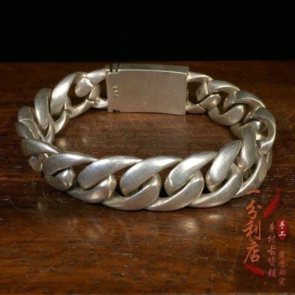 Vintage Silver Plated Dragon Bracelet Men Retro Luck Bangle Jewelry Collectible