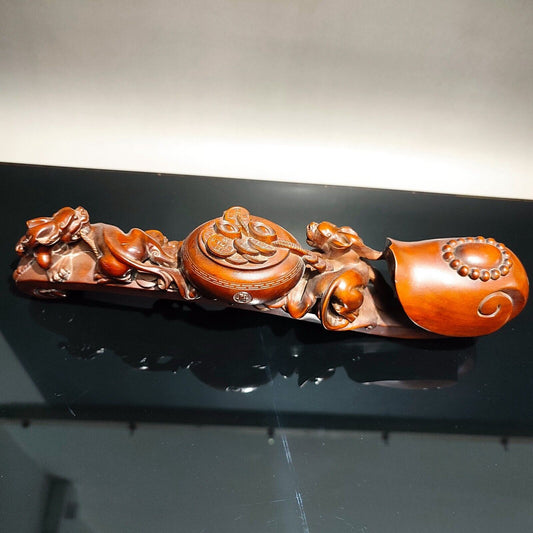 vintage carved wooden home decor dragon wood carving sculpture room statue ruyi