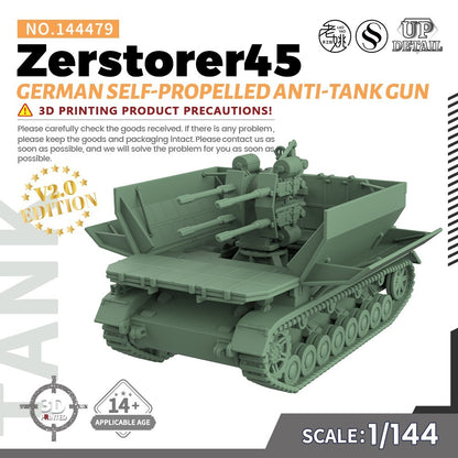 1/144 Military Model Kit German Zerstorer45 Self-Propelled Anti-Tank Gun