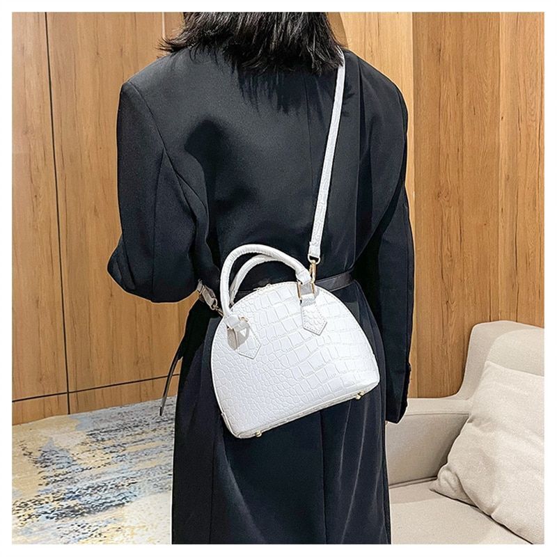 Retro Synthetic Leather Crossbody Bag Pattern Shoulder Bags Shell Shaped Purse