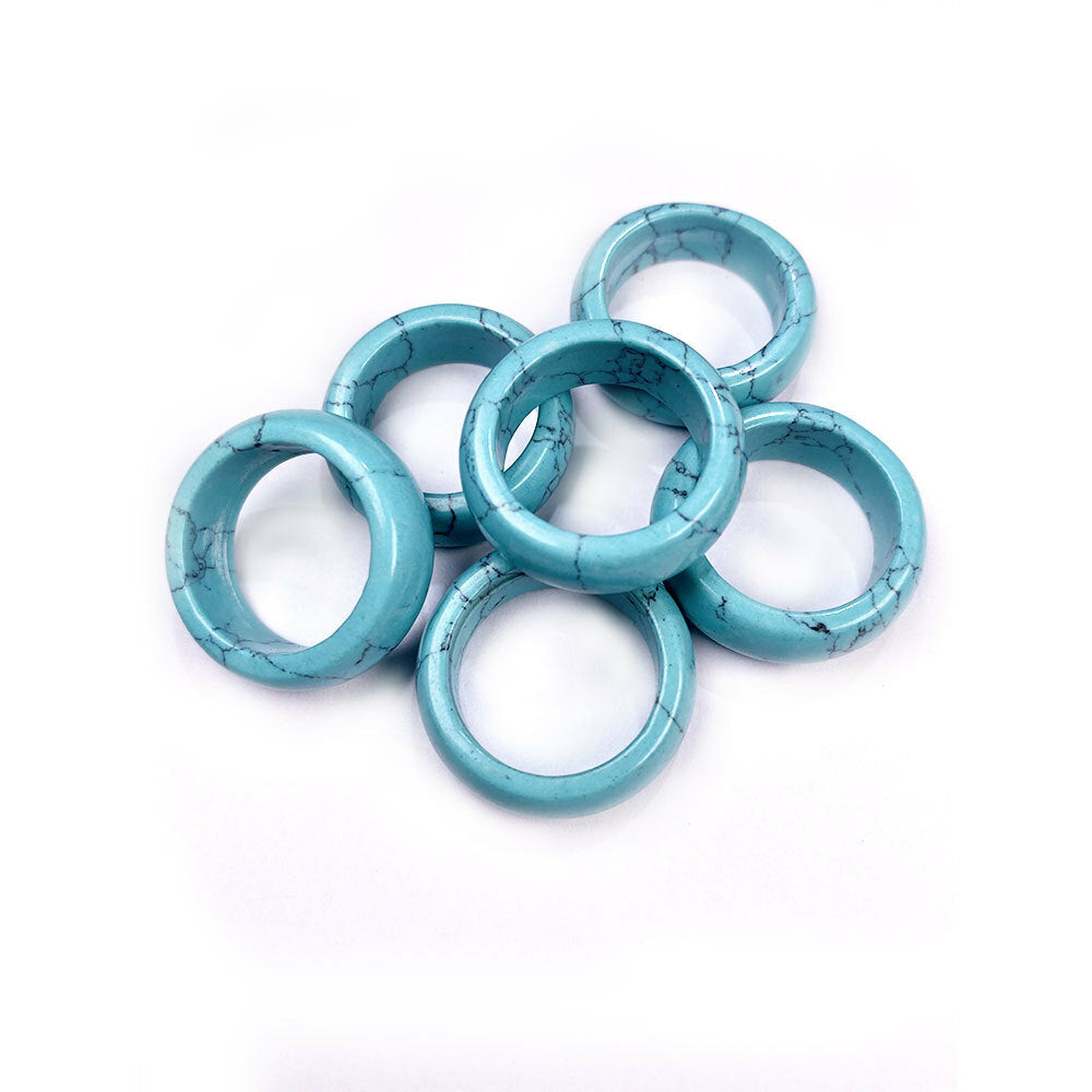 10Pcs Wholesale Ring Lots Natural Agate Gemstone Jewelry Band Rings Wide 8mm