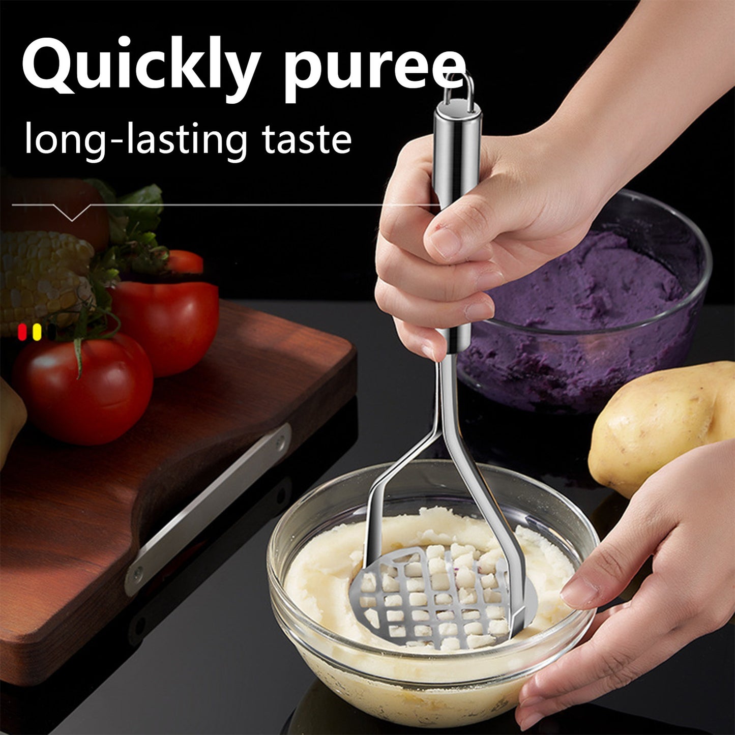 2PCS Stainless Steel Manual Potato Press Kitchen Tool Potato Masher Food Grater