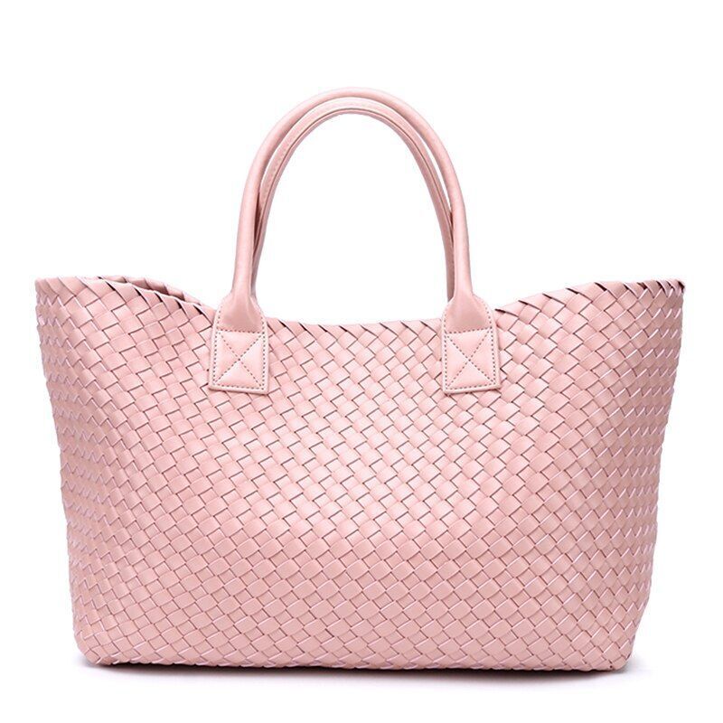 Woven Handbags Imitation Sheepskin Shoulder Bag Large Bucket Bag Women Leather