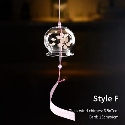 Glass Wishing Wind Chimes Cherry Blossom Courtyard Hanging Wind Chime