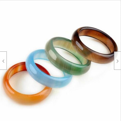 10pcs Wholesale Lots Colorful Mix Natural Agate Band Gemstone Jade Rings Jewelry