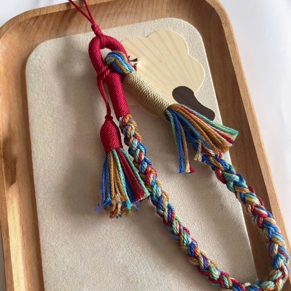 Tibetan Handmade Cotton Tassel Lanyard 4pcs Phone Bag Wrist Strap