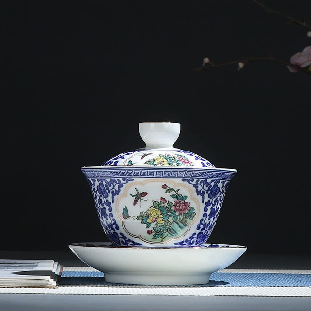 180ml Jingdezhen Blue Ceramic Gaiwan Kung Fu Tea Set Tea Cup Bowl Tea Tureen