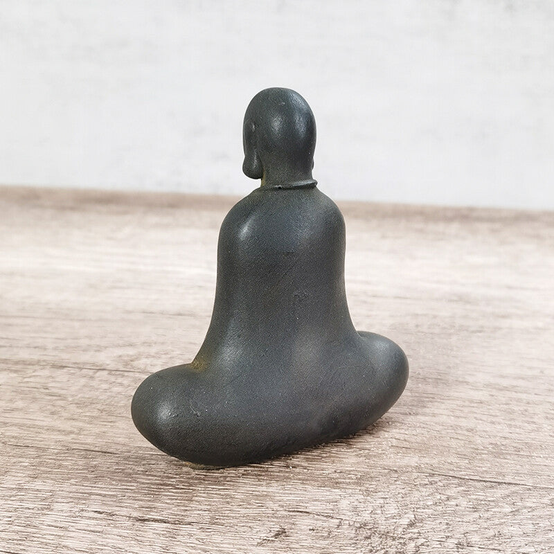 3.9" New Cast Iron Rust Faceless Buddha Whole Body Statue Home Study Ornament