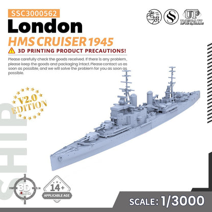 SSMODEL SSC3000562 1/3000 Military Model Kit HMS London Cruiser 1945