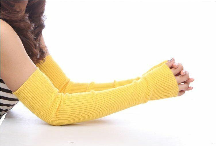 Women Thick Arm Cover 50cm Cashmere Long Sleeves Elbow Warmer Fingerless Mittens