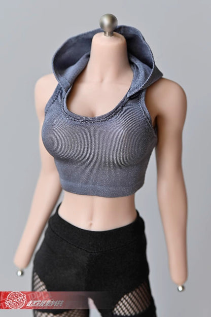 1/6 Female Hooded Sleeveless Tank Top Model Fits 12" Action Figure Body Toys