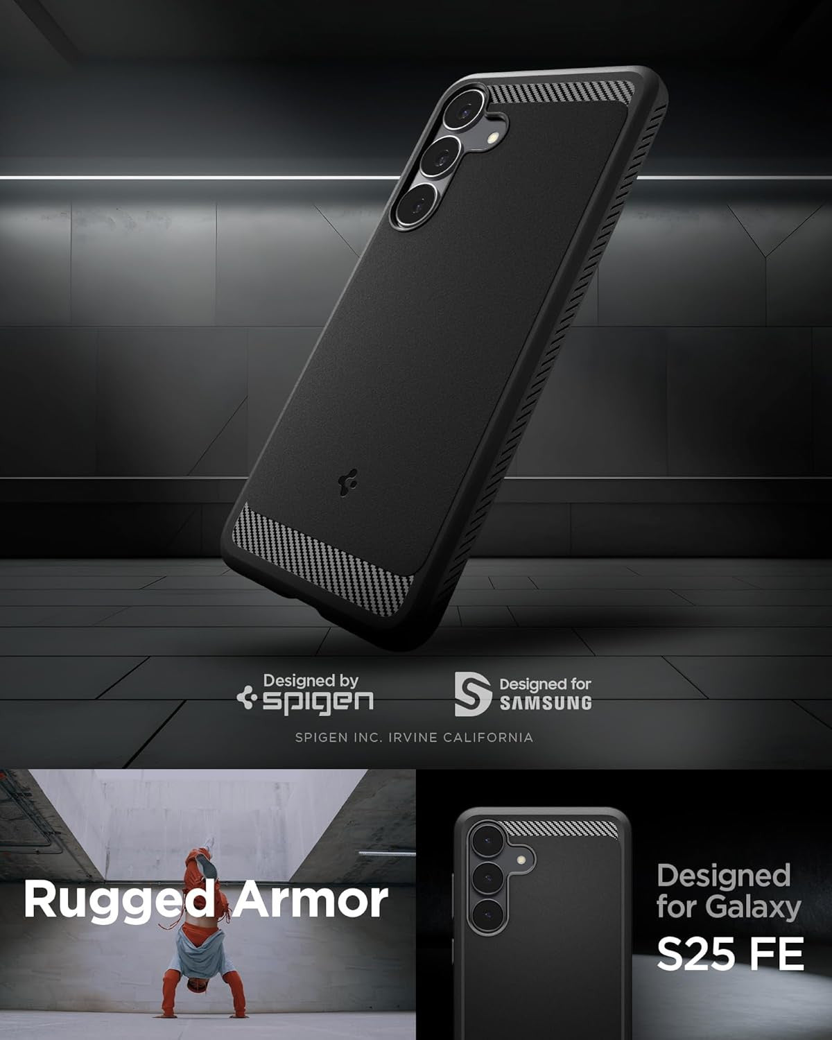 for Galaxy S25 FE Case, Rugged Armor (2025) [No Magnet Ring] [Military-Grade Pro