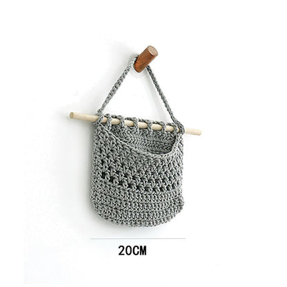 Hanging Fruit Basket Handmade Woven Jute Vegetable Storage Bag Kitchen Organizer