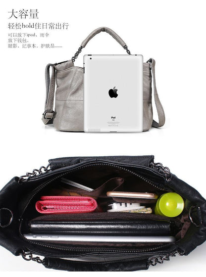 Natural Cow Leather Messenger Bags Chain Shoulder Small Genuine Leather Handbags