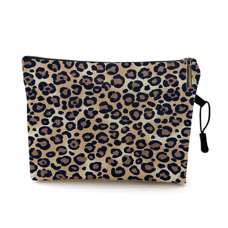 Water Resistant Makeup Bag Zebra Stripe Brown Pink Leopard Print Cosmetic Purse