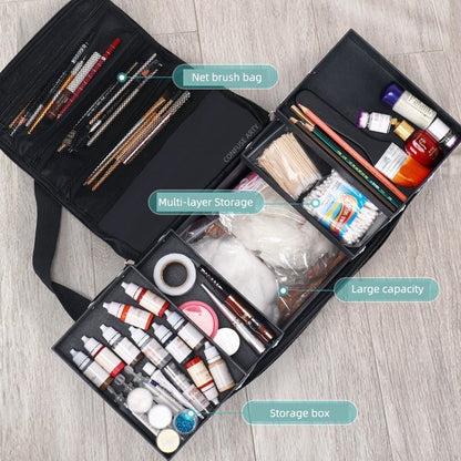 Large Make Up Bag Multi-layer Embroidery Cosmetics Storage Case Toiletry Bag 1PC