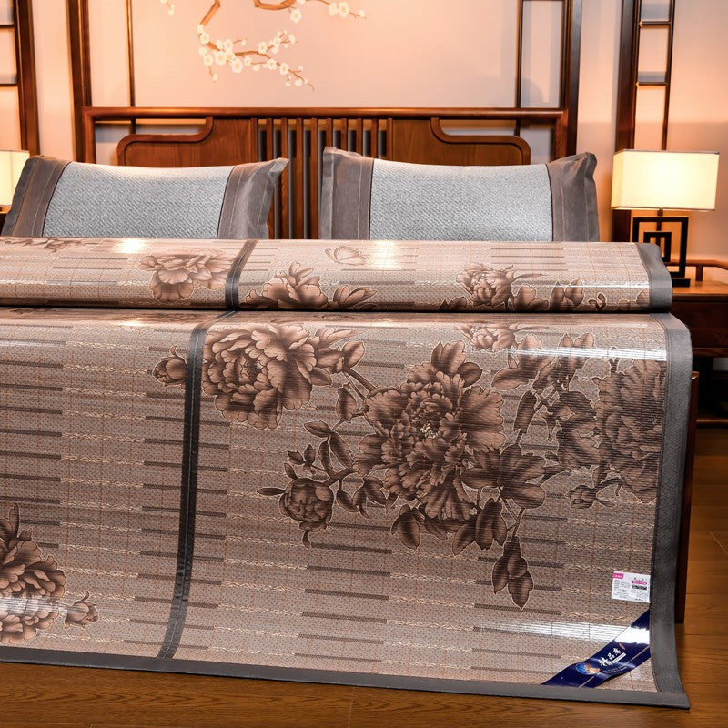 Bamboo Bed Mat Summer Accessories Folding Double Faces Rattan Bed Cover 凉席 蝶恋花