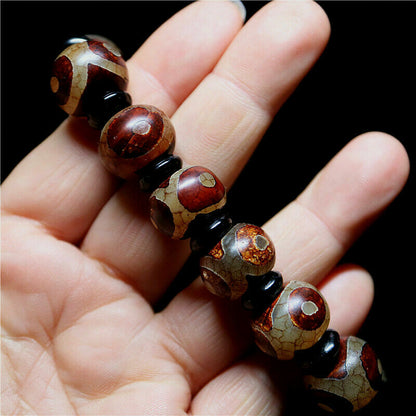 16MM New Tibetan Dzi Beads Mala Buddhist Prayer Bead Elastic Bracelet